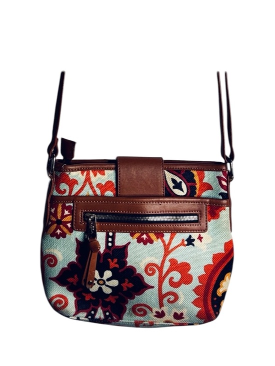 Spartina 449 Handbags - Spartina 449 Paisley Floral Linen Crossbody Bag Leather Trim Boho Coastal